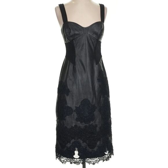 Diane Von Furstenberg Black Midi Leather dress - Picture 1 of 3